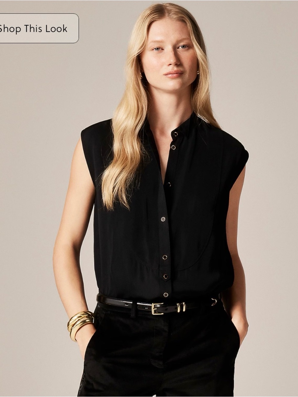 NEW WITH TAGS Jcrew Jules Tuxedo Sleeveless Button-Front Black Women's Top 4